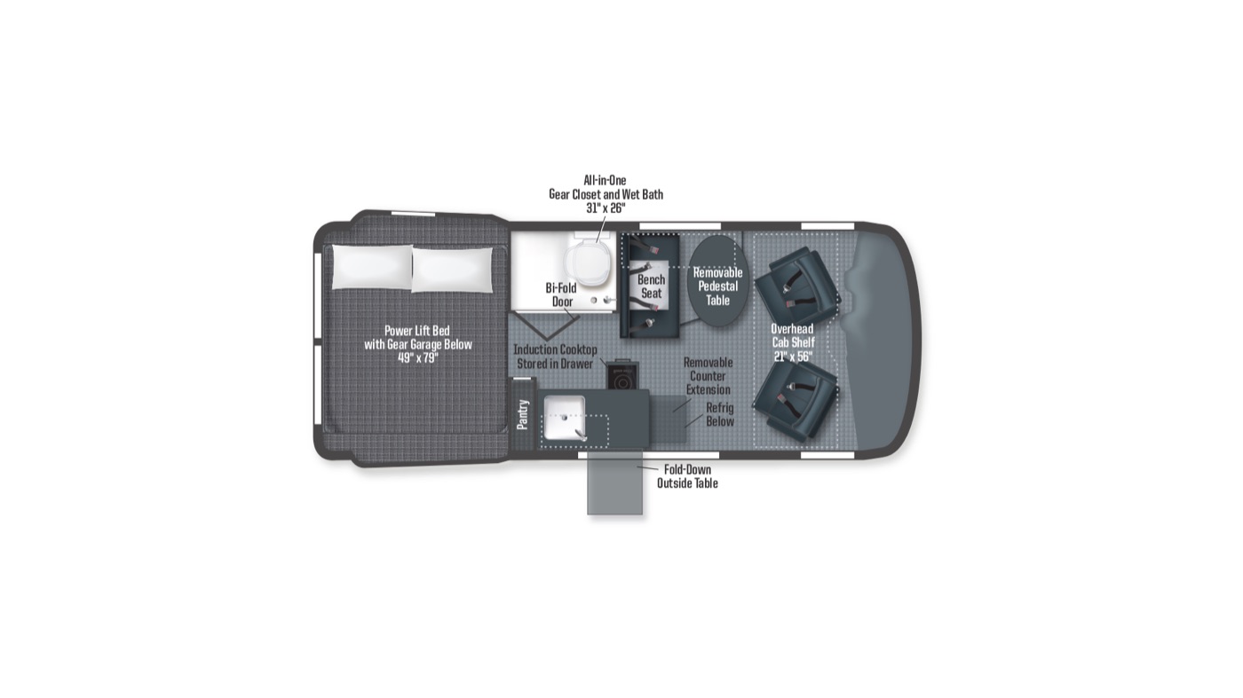 Winnebago Revel 44E floor plan diagram