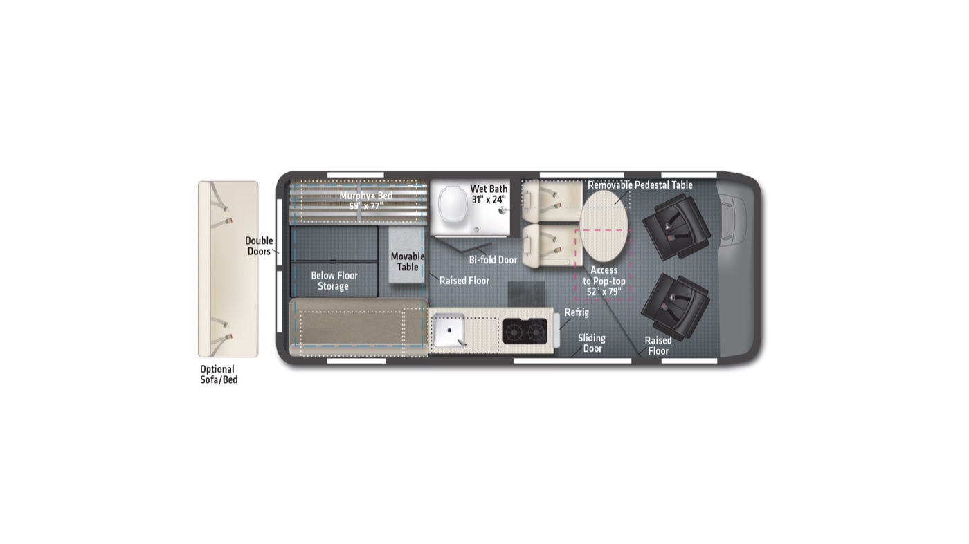 Winnebago Solis 59P floor plan diagram