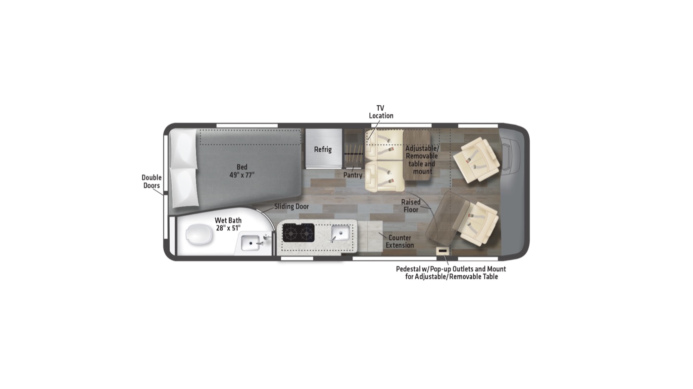 Winnebago Travato 59G floor plan diagram